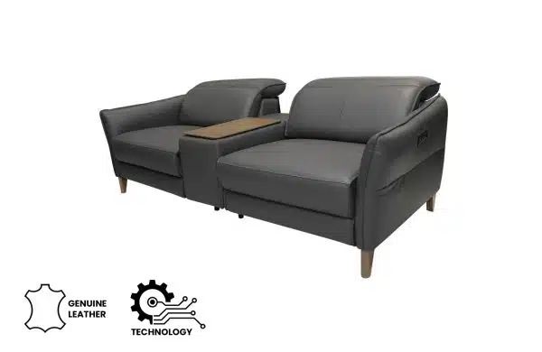 Ozio Power Recliner Sofa COL Navy Grey