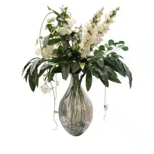 Home Decor Flower Arrangement 9-2021-1 Glass Vase Flower BL Front View