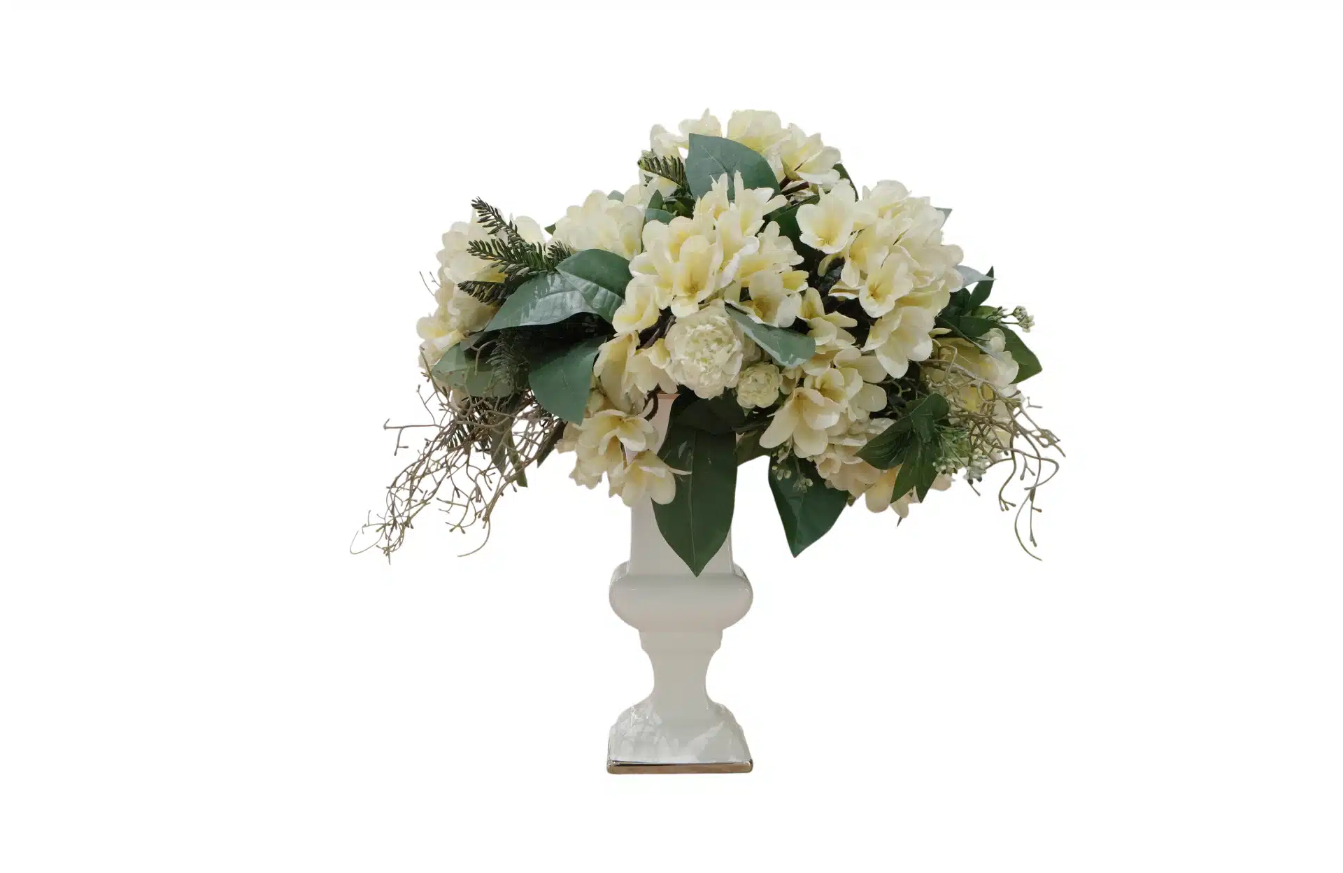 Home Decor Flower Arrangement Elliette Decorative URN 1716 & Classic Frangipani No.23 ( 19 ) Front View