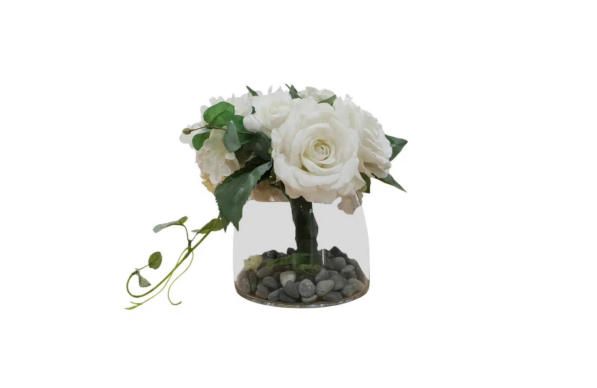 Home Decor Flower Arrangement Glass Vase/White Wedding Boquette Front View