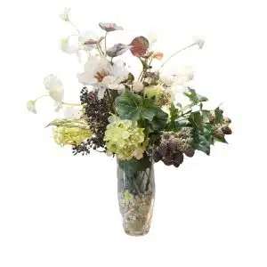 Home Decor Flower Arrangement No.43 - 022022 Glass Vase Elegant Mixed Bouquette Front View