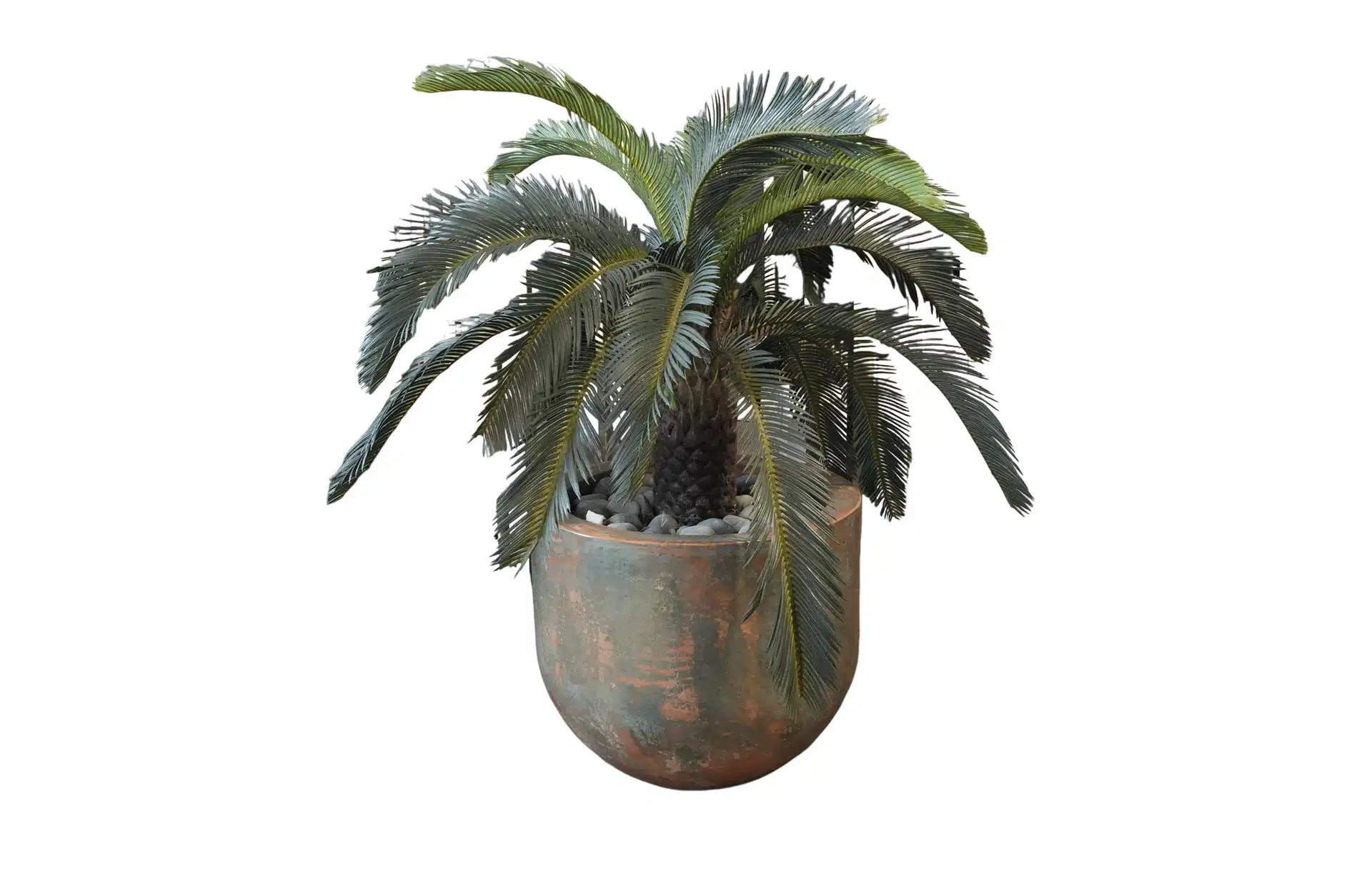 Home Decor Palm Pendek & Brown Planter No.65 ( 31012020 ) Front View