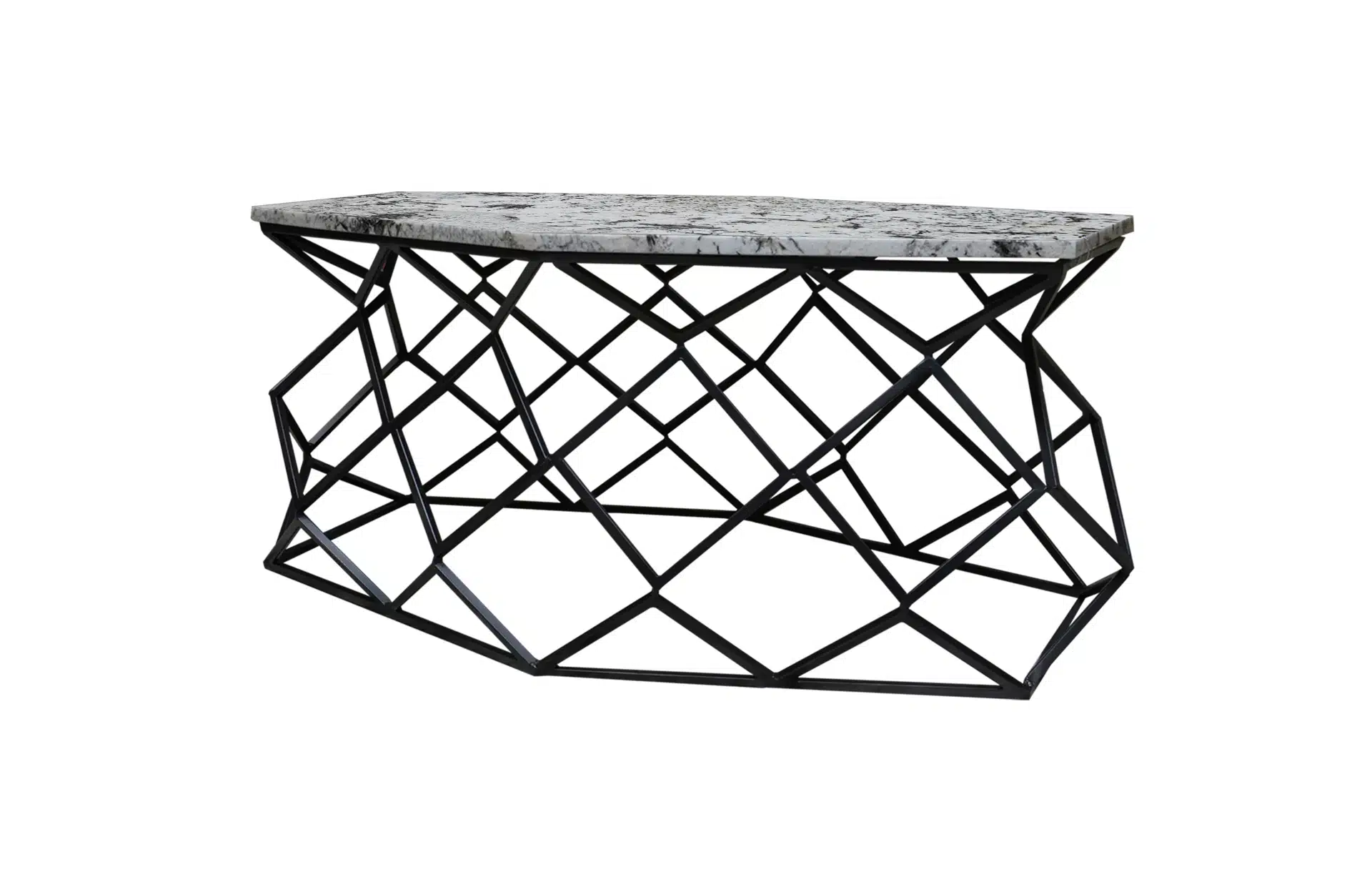 Home Decor Coffee Table with Marble Top Base IR-5712 Black Side View