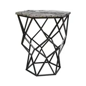 Home Decor Side Table Table with Marble Top Base IR-5714 Black Side View