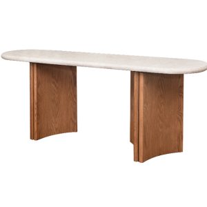 Home Decor Casena Console Table Cream Marble Side View