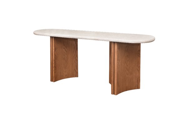 Home Decor Casena Console Table Cream Marble Side View