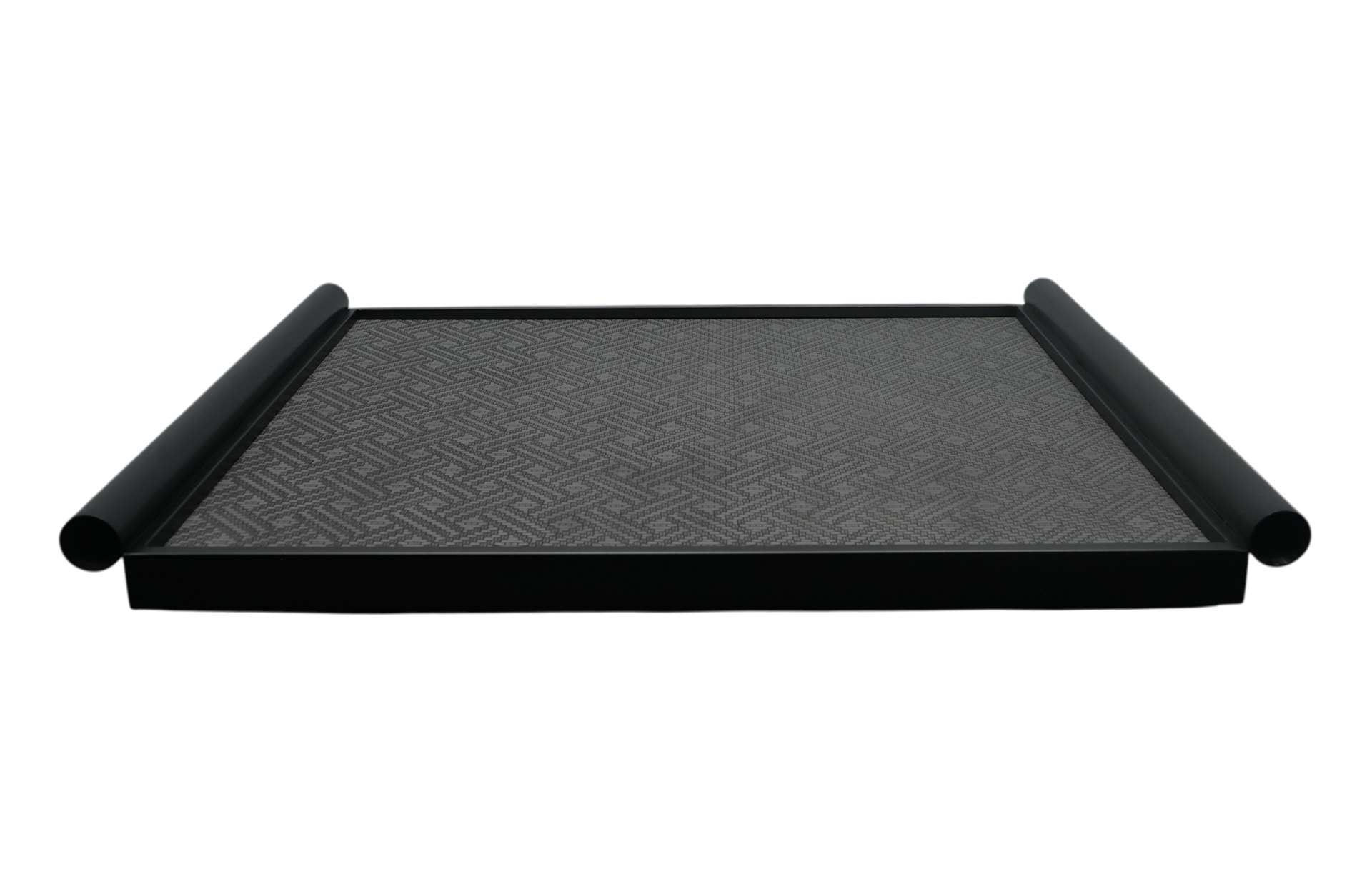 Home Decor Bowls & Trays Scroll Leather Tray-Black FC-W24009BD Front View