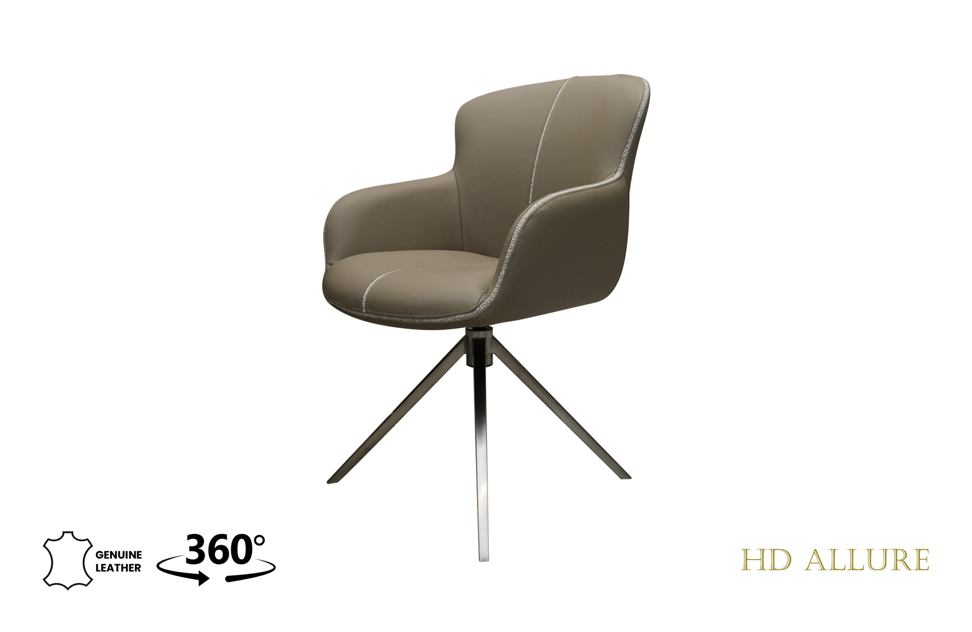 Home Decor Brooks Swivel Leather Dining Armchair Side View