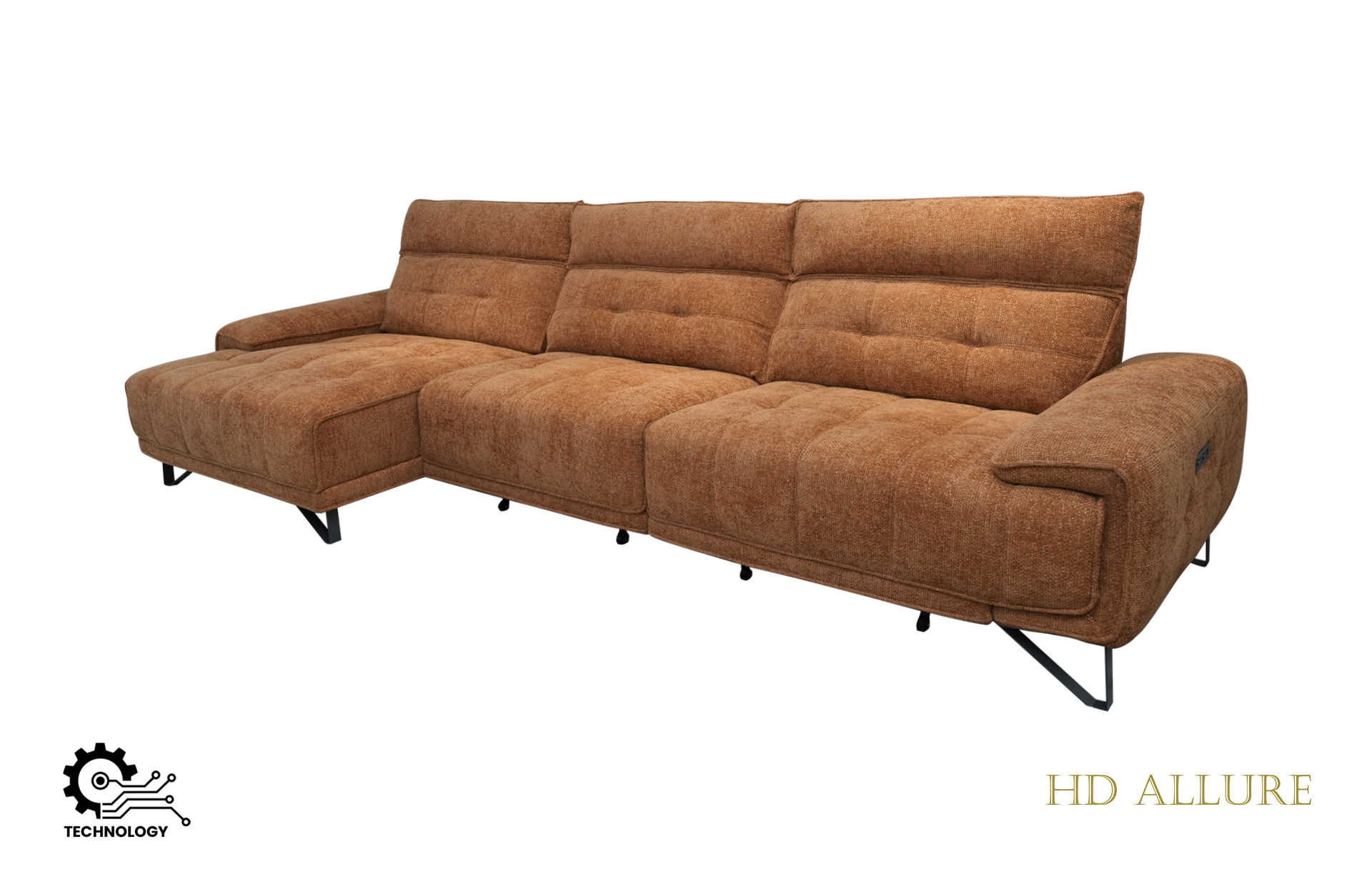 Home Decor Sectional & Corner Sofa Kim Power L Sofa Orange Side View