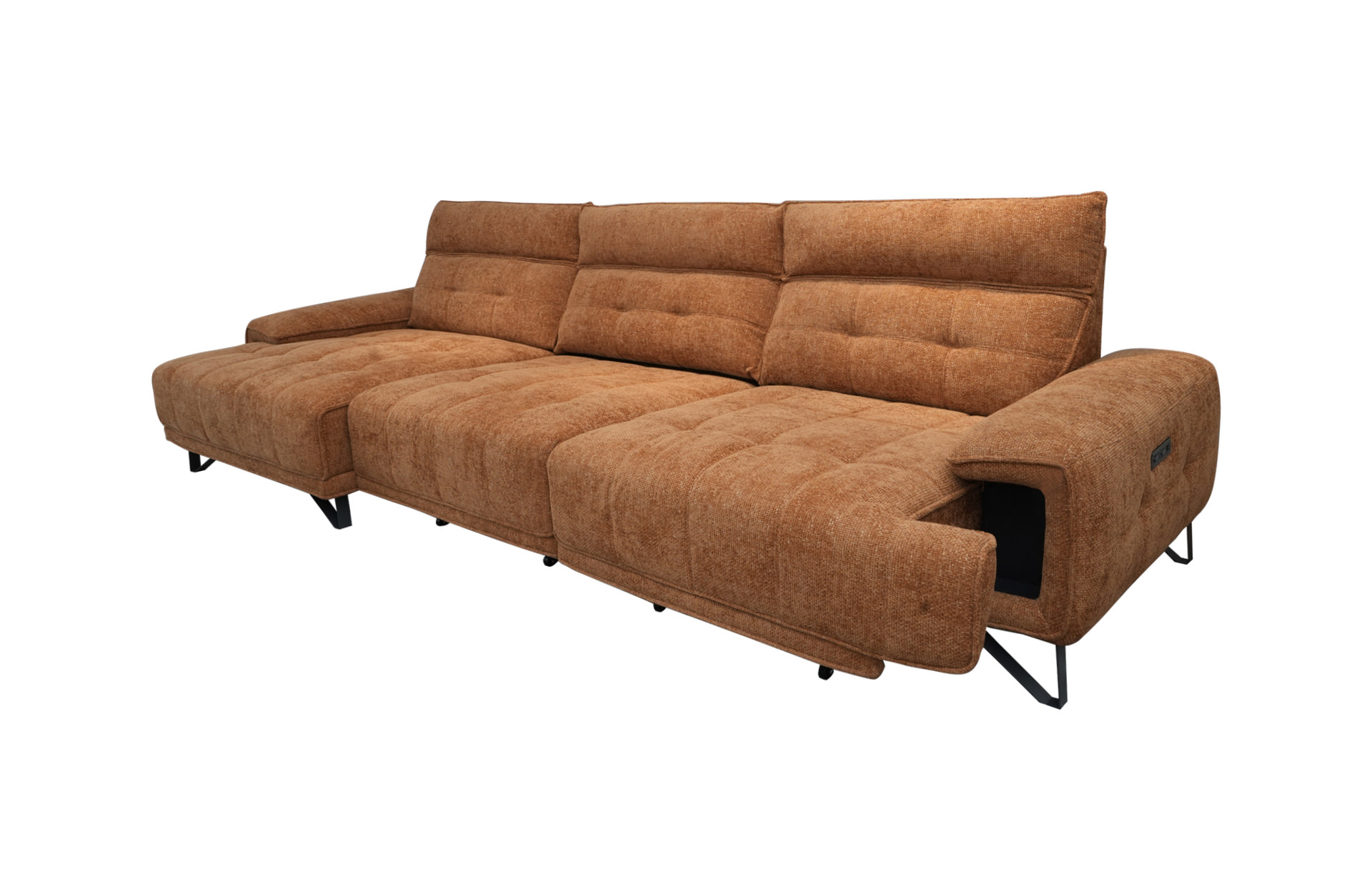 Home Decor Sectional & Corner Sofa Kim Power L Sofa Orange Open Seat , Side View