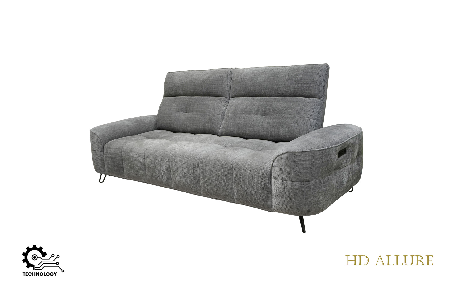 Home Decor Noth Power Sofa 2.5 Light Grey Side View 1